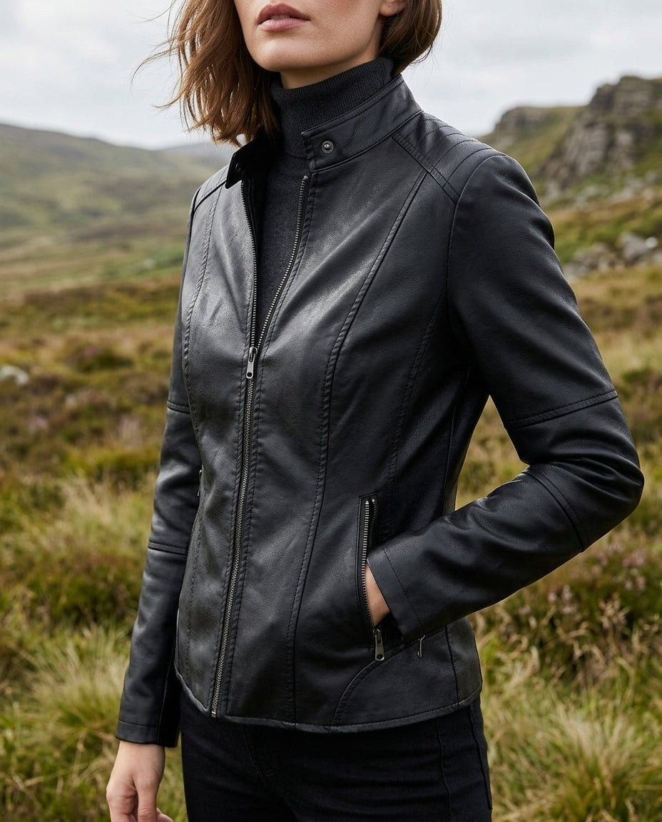 Nadia | Women's Cropped Faux Leather Jacket