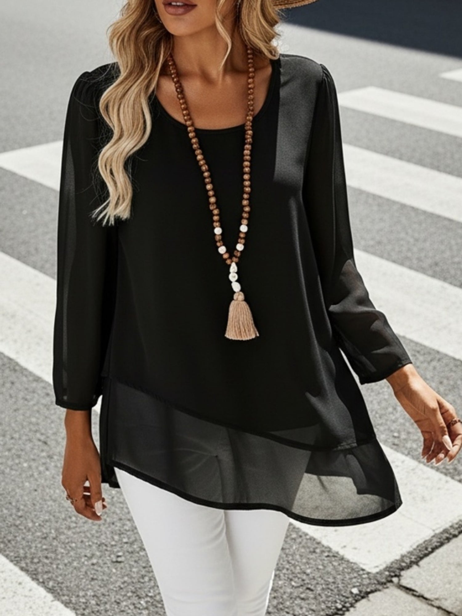 Annika | Double-Layer Chiffon Blouse