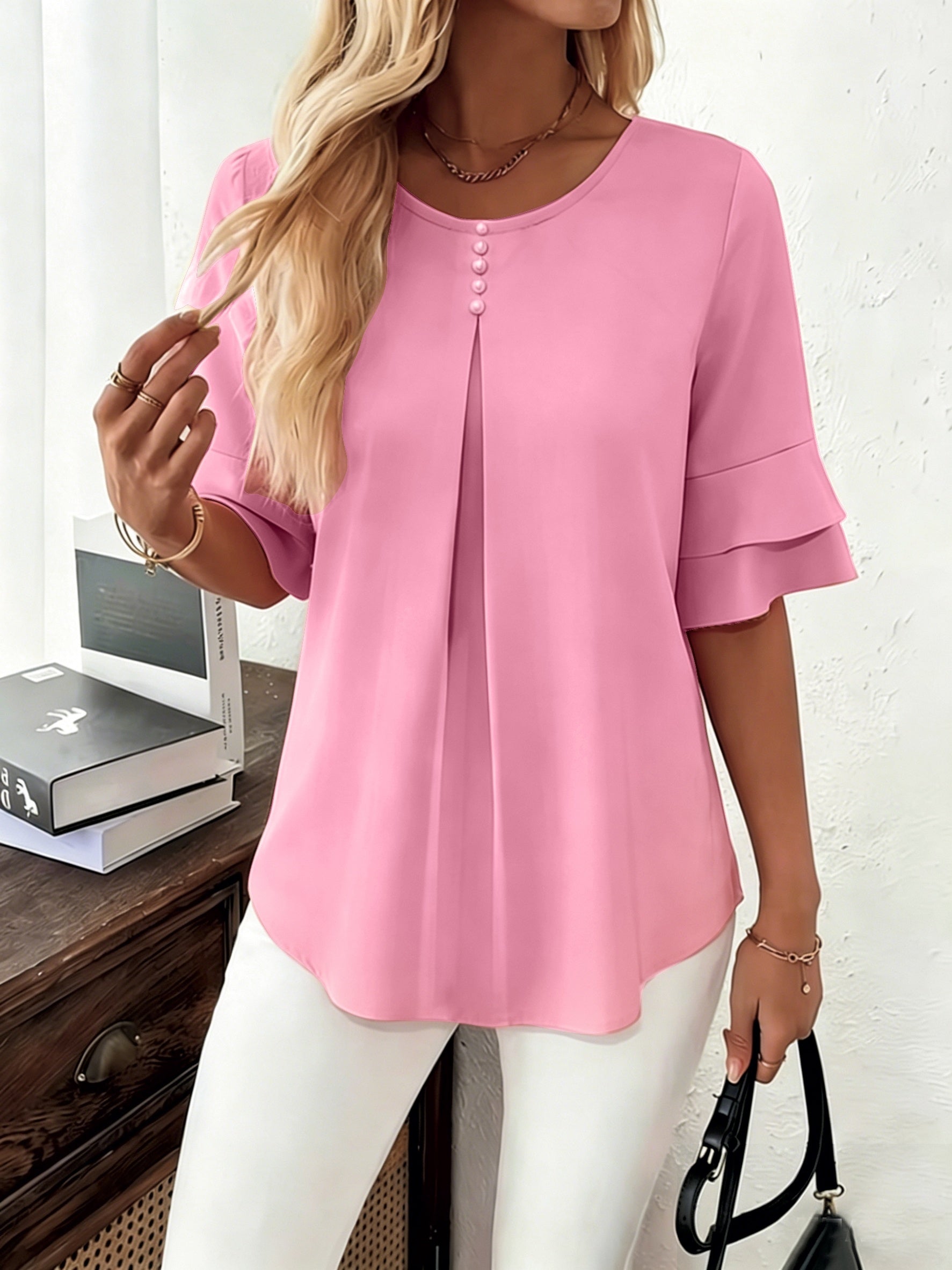 Women's Layered Ruffle Sleeve Blouse