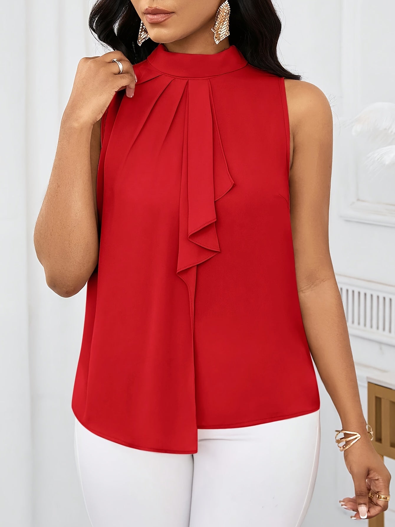 Seraphine | Sleeveless Mock Neck Blouse