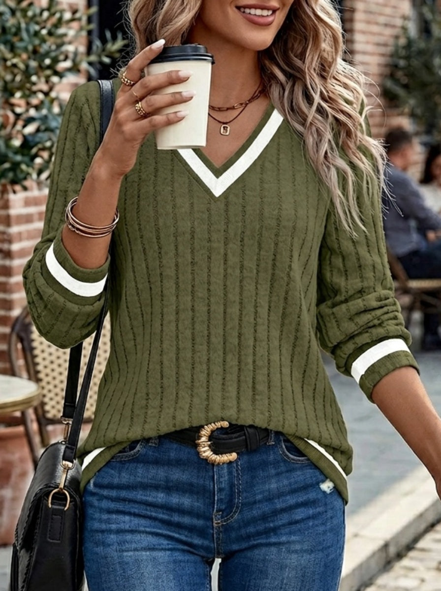 Coralie | V-Neck Ribbed Knit Sweater