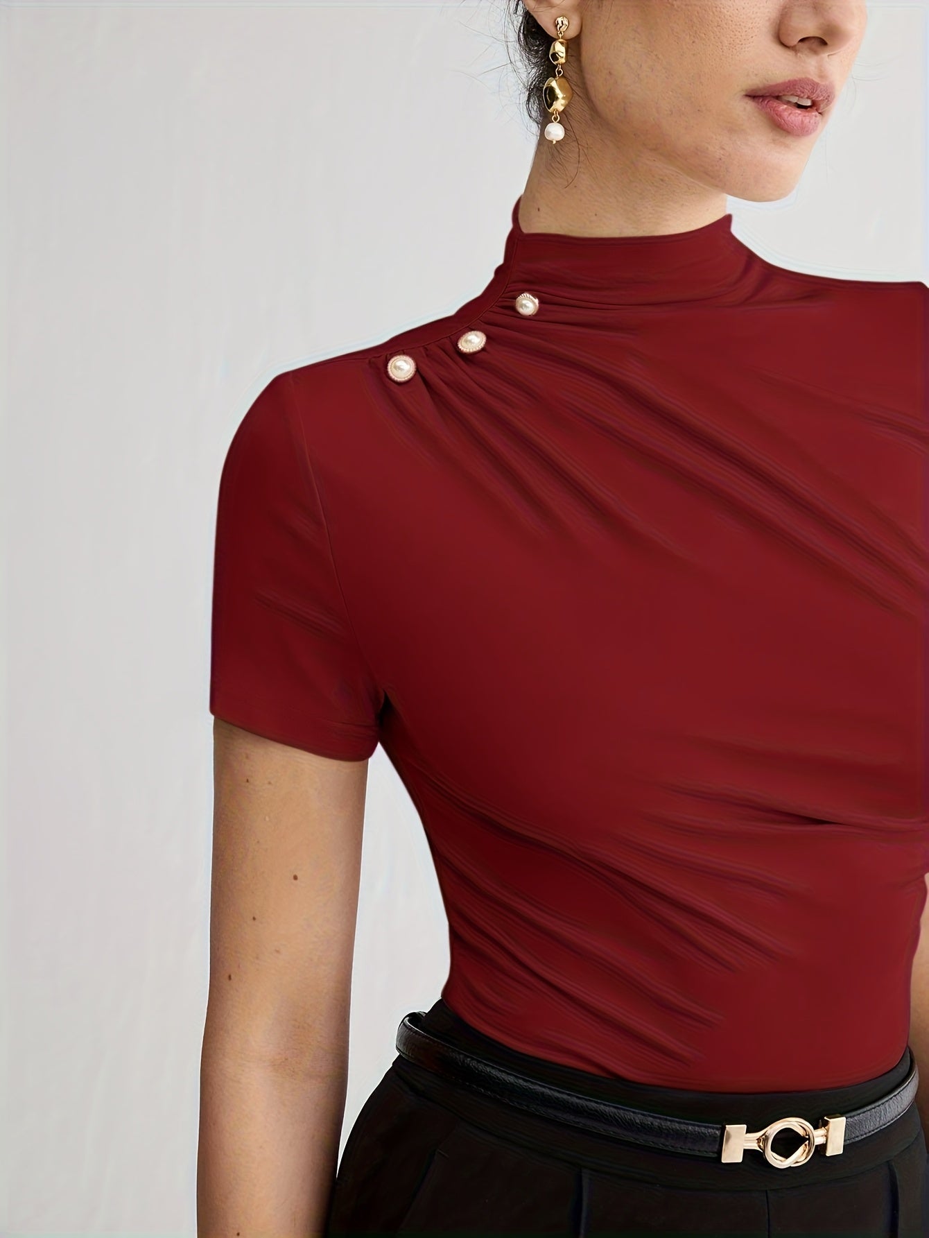 Sienna | Short Sleeve Mock Neck Top