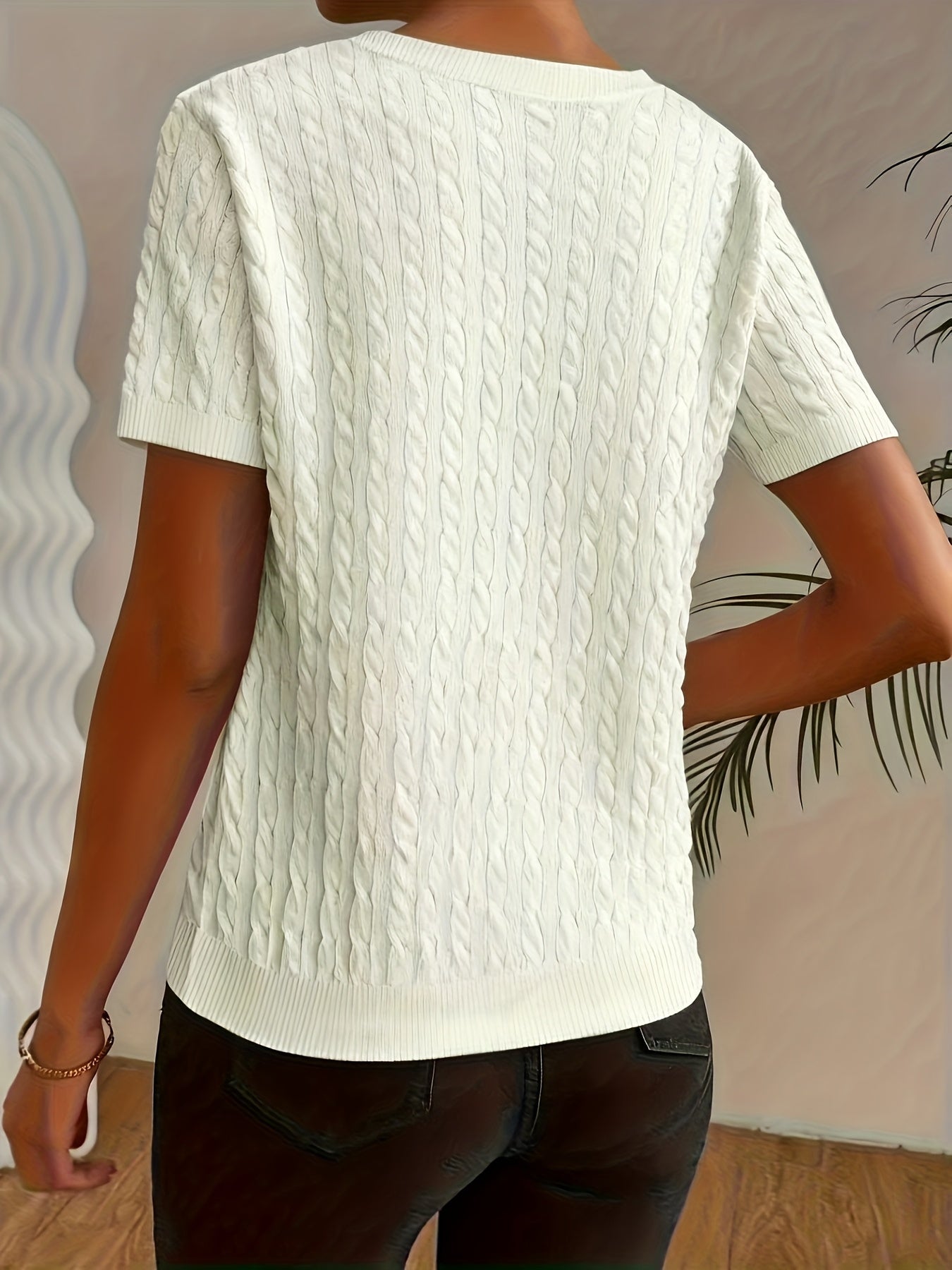 Sabine | Cable Knit Short Sleeve Sweater