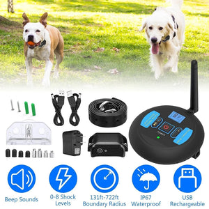 2-in-1 Wireless Dog Fence & Outdoor Training Collar, Dog Containment System