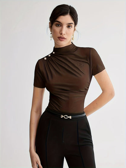 Women's Short Sleeve Mock Neck Top