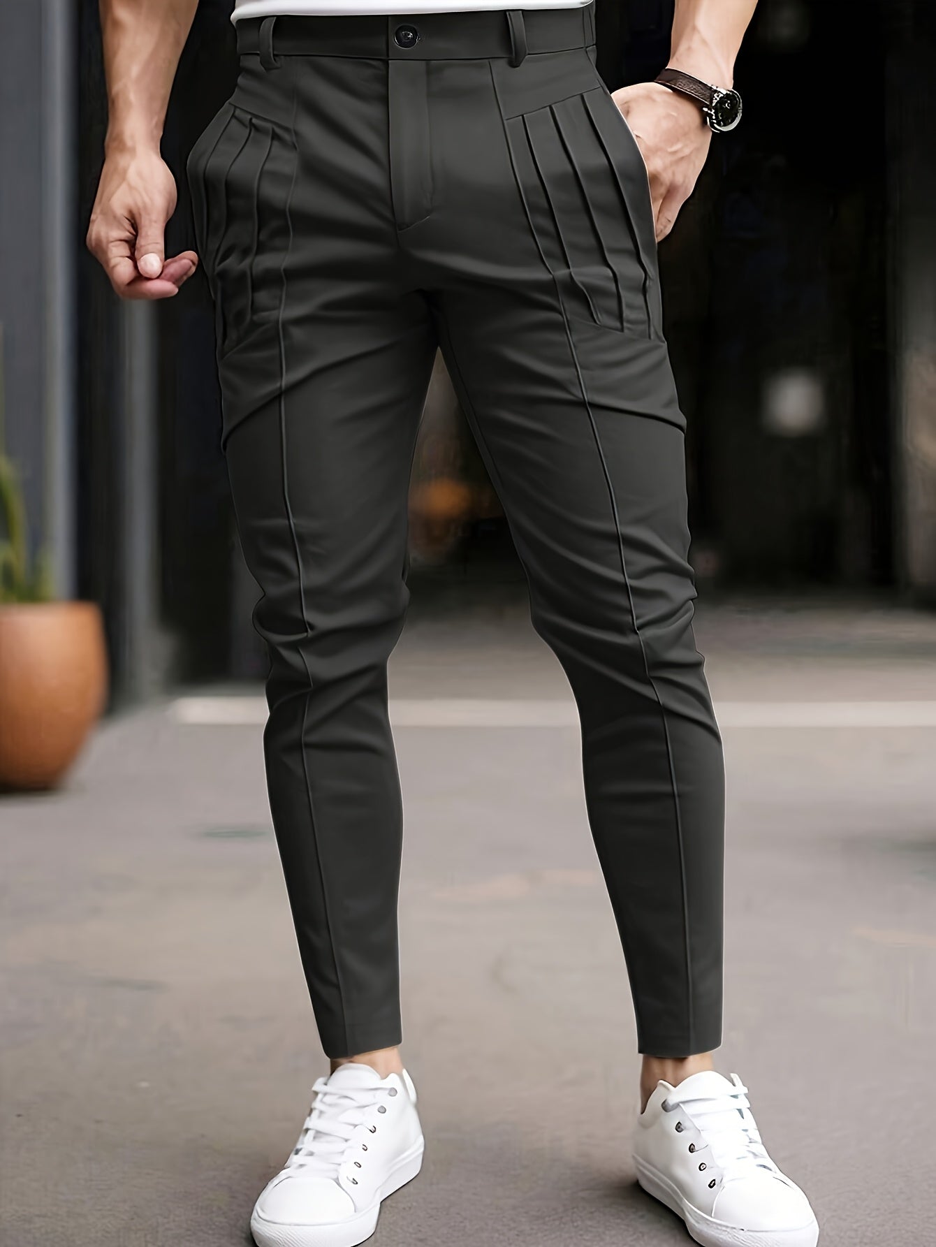 Landon | Men's Slim Fit Tailored Pants – Chino Style Dress Trousers with Pockets
