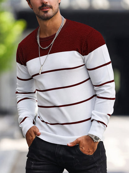 Men's Striped Crew Neck Sweater