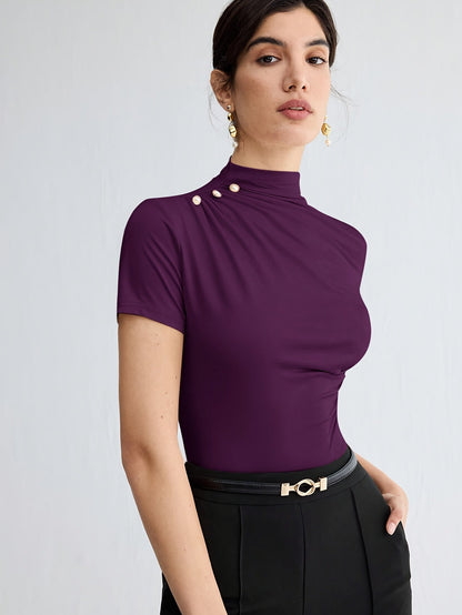 Women's Short Sleeve Mock Neck Top