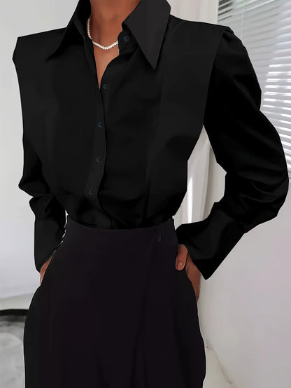 Women's Structured Shoulder Button-Up Shirt