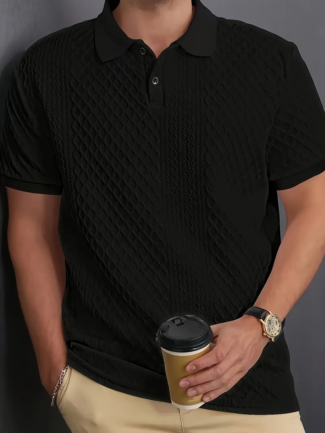 Percival | Men's Textured Polo Shirt