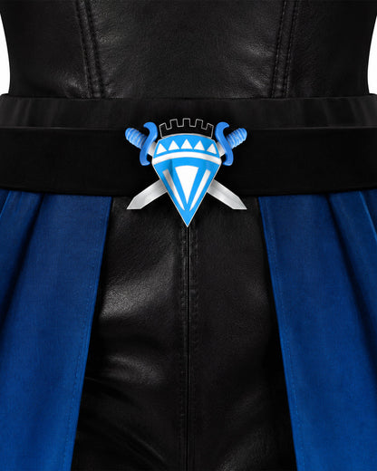 Girls Wonderland Princess Chloe Costume Blue Long Sleeve Dress Bag and Wig 3pcs Full Set for Cosplay Events
