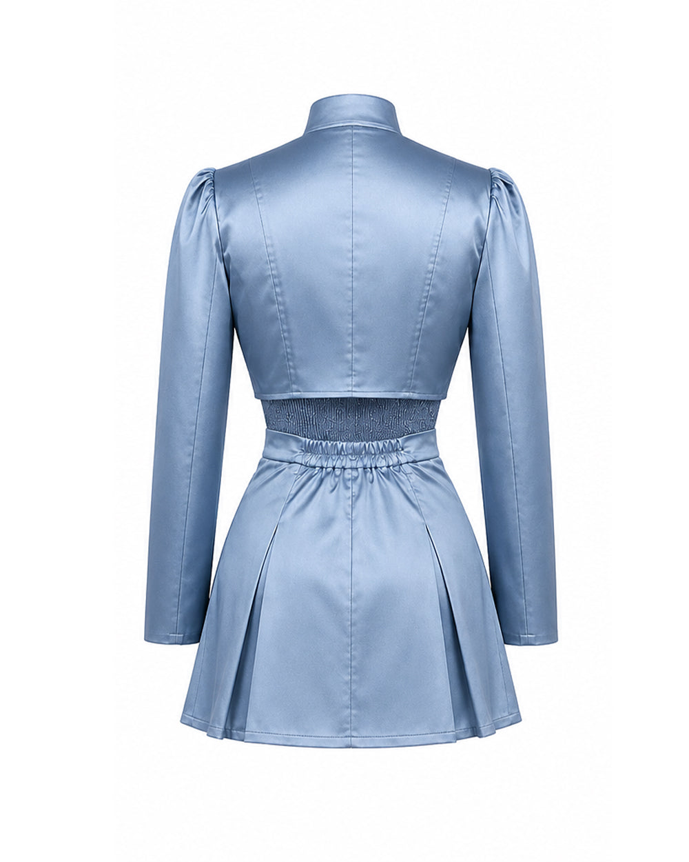 Princess Chloe Dress Royal Blue Satin 3-Piece Set Jacket Inner Top Pleated Skirt and Underskirt for Theme Party