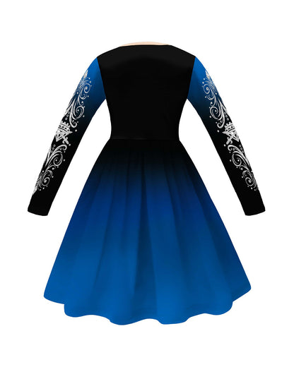 Girls Wonderland Princess Chloe Costume Blue Long Sleeve Dress Bag and Wig 3pcs Full Set for Cosplay Events