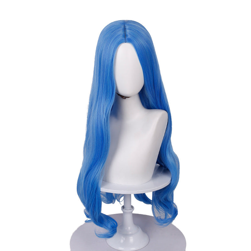 Girls Wonderland Princess Chloe Costume Blue Long Sleeve Dress Bag and Wig 3pcs Full Set for Cosplay Events