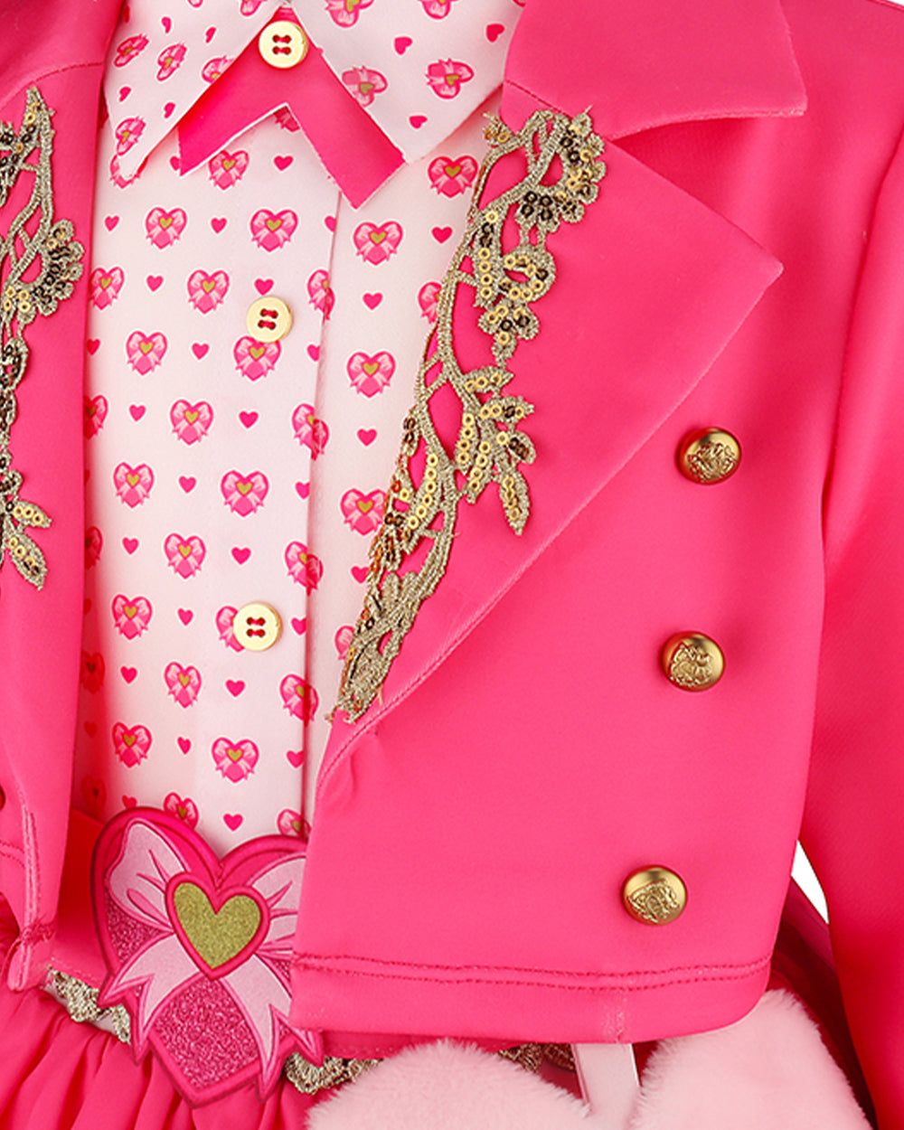 Girls Pink Princess Costume Movie 5 Jacket Shirt Skirt and Bag 4pcs Full Set for Cosplay Events