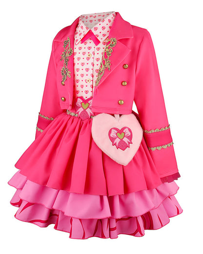 Girls Pink Princess Costume Movie 5 Jacket Shirt Skirt and Bag 4pcs Full Set for Cosplay Events