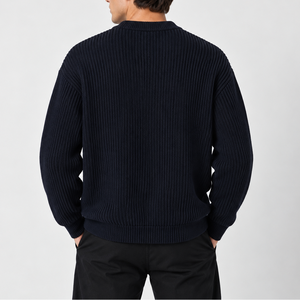 Asher | Ribbed Crew Neck Knit Sweater