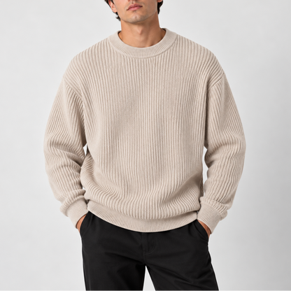Asher | Ribbed Crew Neck Knit Sweater
