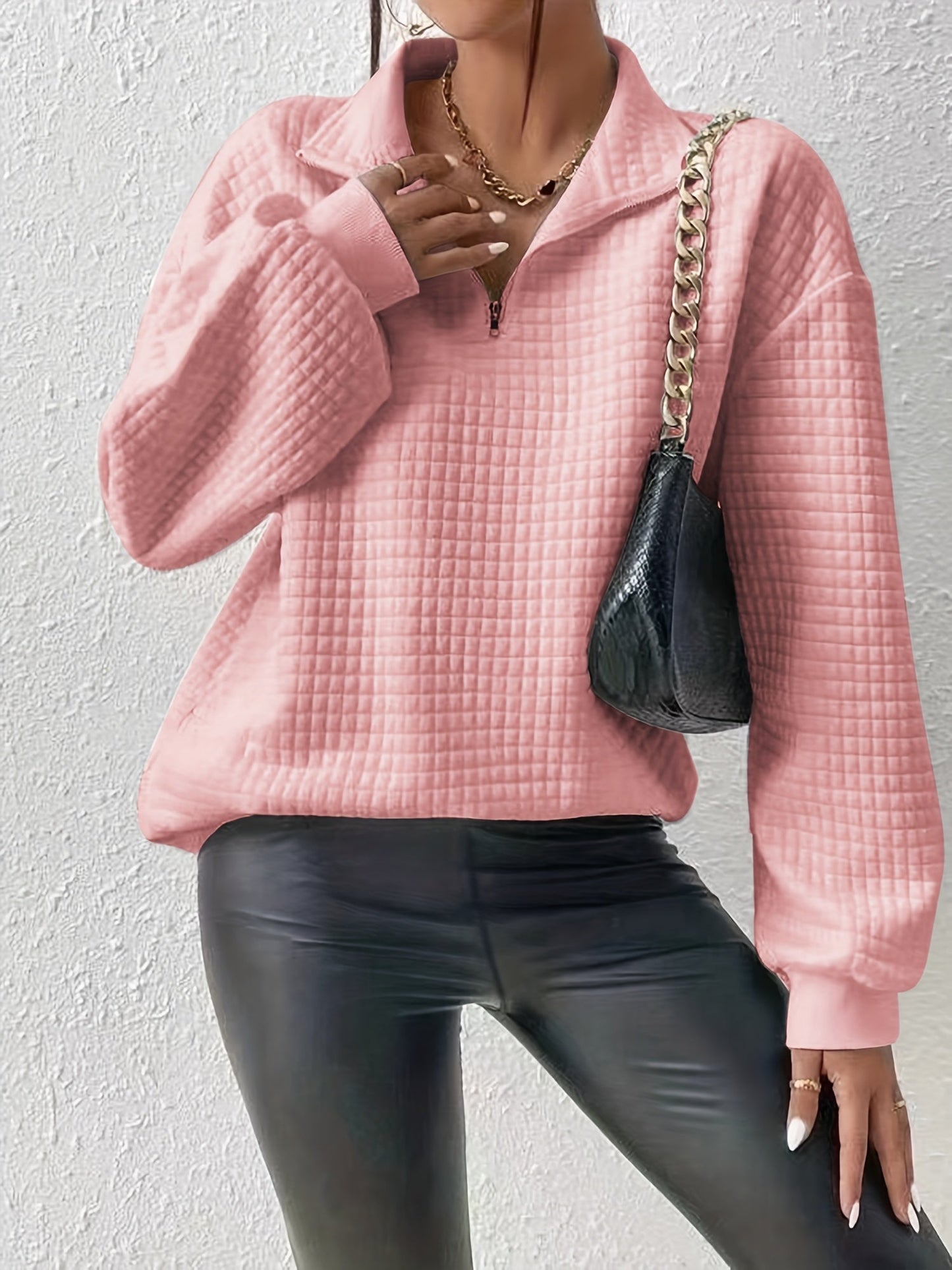 Women's Quarter-Zip Textured Sweatshirt
