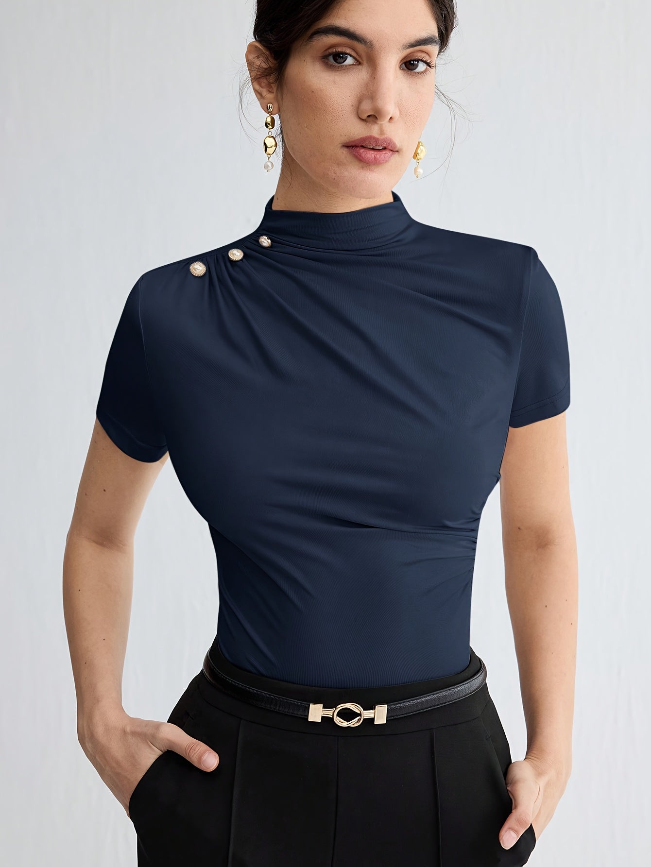 Sienna | Short Sleeve Mock Neck Top