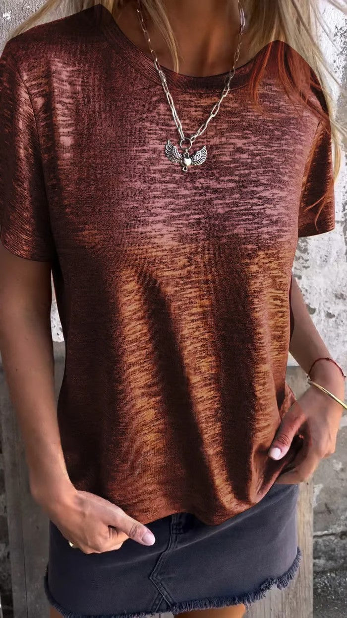 Metallic Foil Detail Short Sleeve Tee