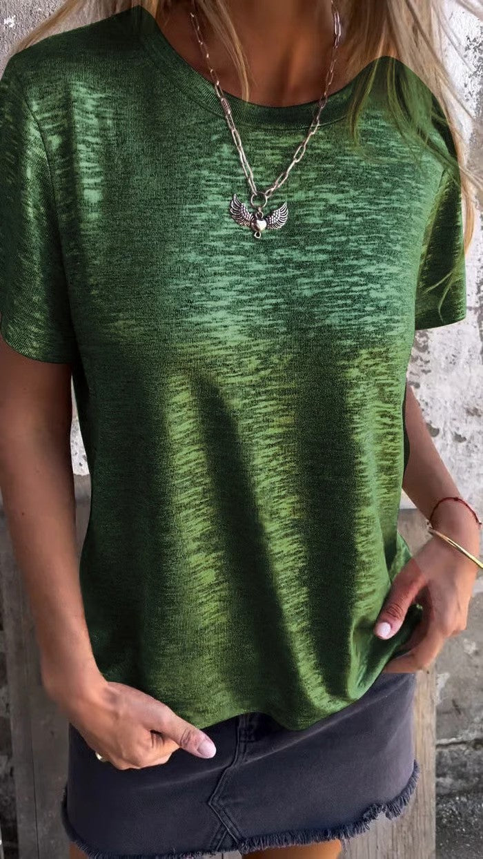 Metallic Foil Detail Short Sleeve Tee