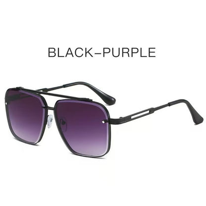 Oversized Retro Metal Frame Sunglasses – Unisex Design with UV Protection