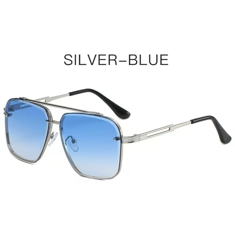 Oversized Retro Metal Frame Sunglasses – Unisex Design with UV Protection