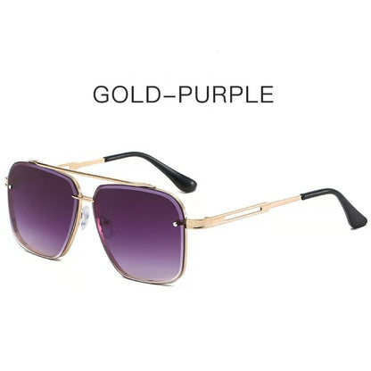 Oversized Retro Metal Frame Sunglasses – Unisex Design with UV Protection