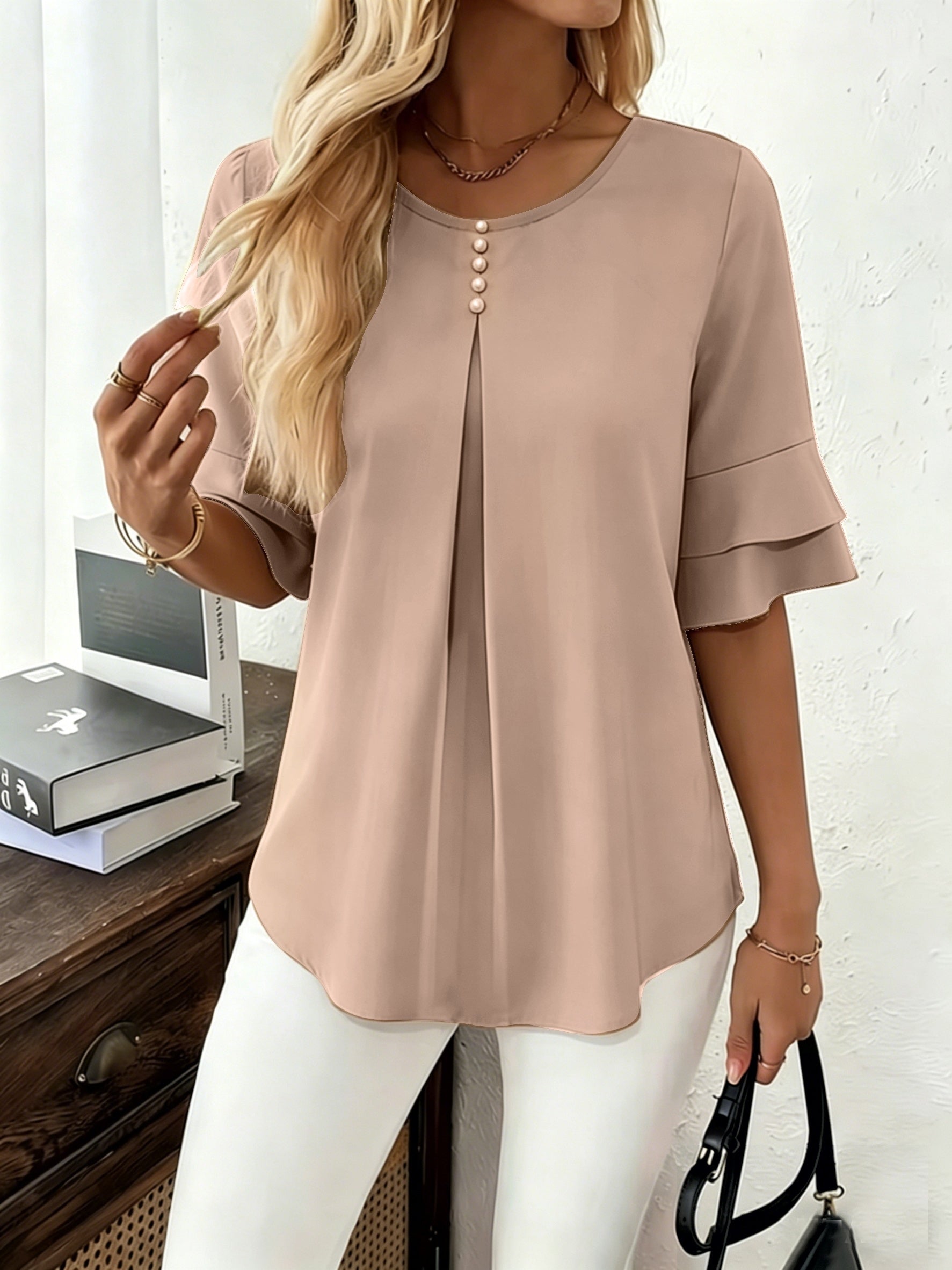 Women's Layered Ruffle Sleeve Blouse