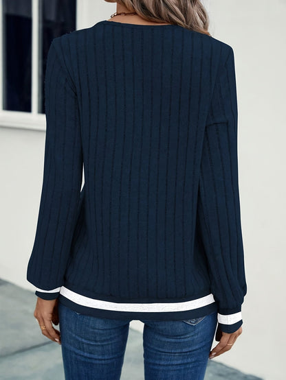 Women's V-Neck Ribbed Knit Sweater