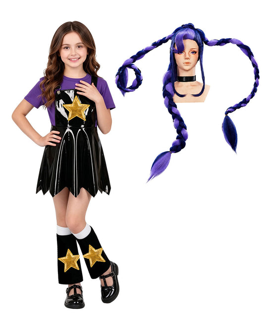 Poppy | Girls' Purple Doll Cosplay Costume Set