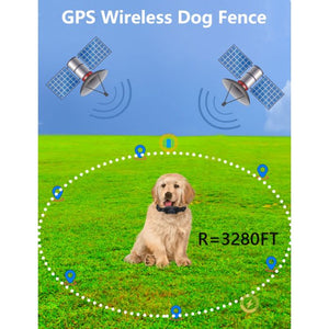 GPS Wireless Dog Fence Outdoor Pet Electronic Fencing Device Waterproof Dog Training Collar Electric Shock 100~3280 Ft Range