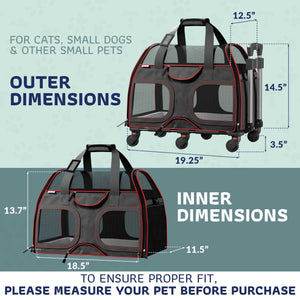 Luxury Rider™ Pet Carrier with Removable Wheels and Telescopic Handle