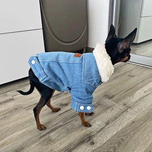 Winter Fleece Denim Dog Jacket