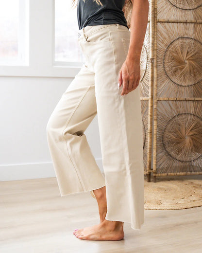 Vervet | Skye Raw-Hem High-Rise Wide Leg