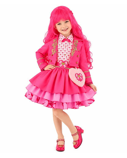 Girls Pink Princess Costume Movie 5 Jacket Shirt Skirt and Bag 4pcs Full Set for Cosplay Events