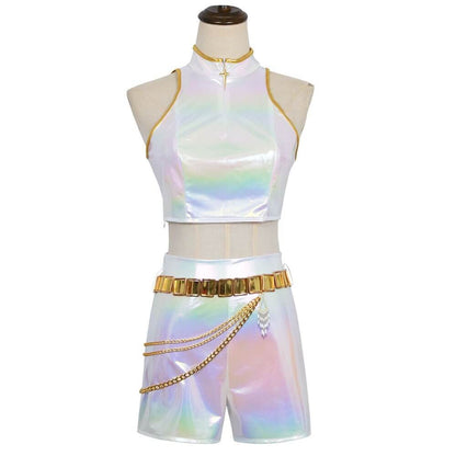KPop Rumi Costume Shinny PU Leather "What It Sound Like" Rumi Cosplay Outfit