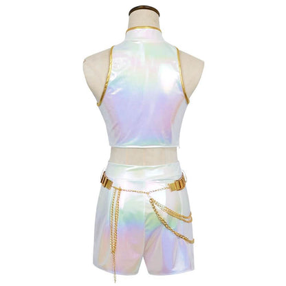 KPop Rumi Costume Shinny PU Leather "What It Sound Like" Rumi Cosplay Outfit