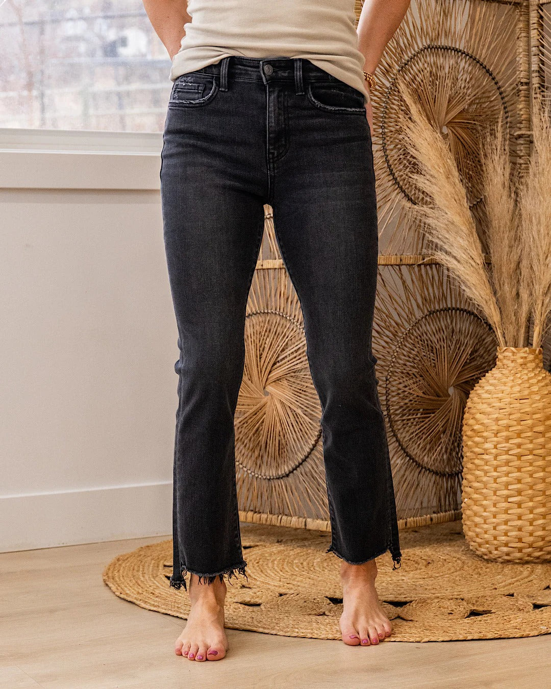 Vervet | Skye Raw-Hem High-Rise Wide Leg