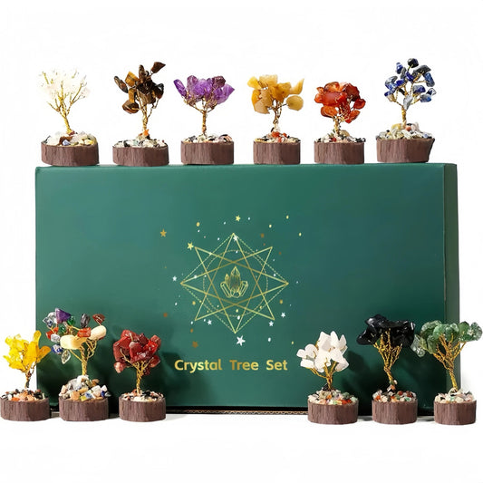 12 Mini Crystal Tree Set｜Feng Shui Gemstones for Energy Healing