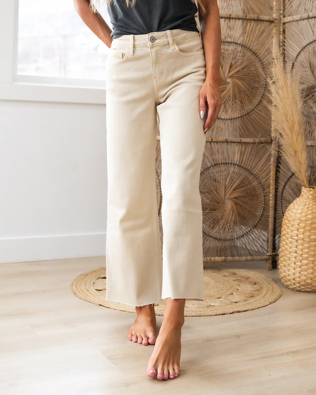 Vervet | Skye Raw-Hem High-Rise Wide Leg
