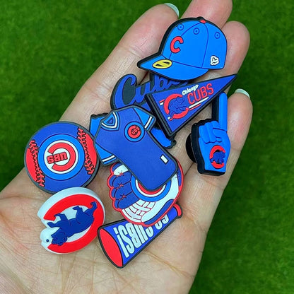 10 Pcs Chicago Cubs Baseball Themed Shoe Charms – Fun Accessories for Clogs and Shoes, Party Favour for Adults