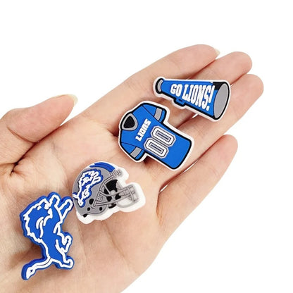 10-Piece Detroit Lions Football Shoe Charm Set for Clogs and Slides – Lions Theme PVC Accessories