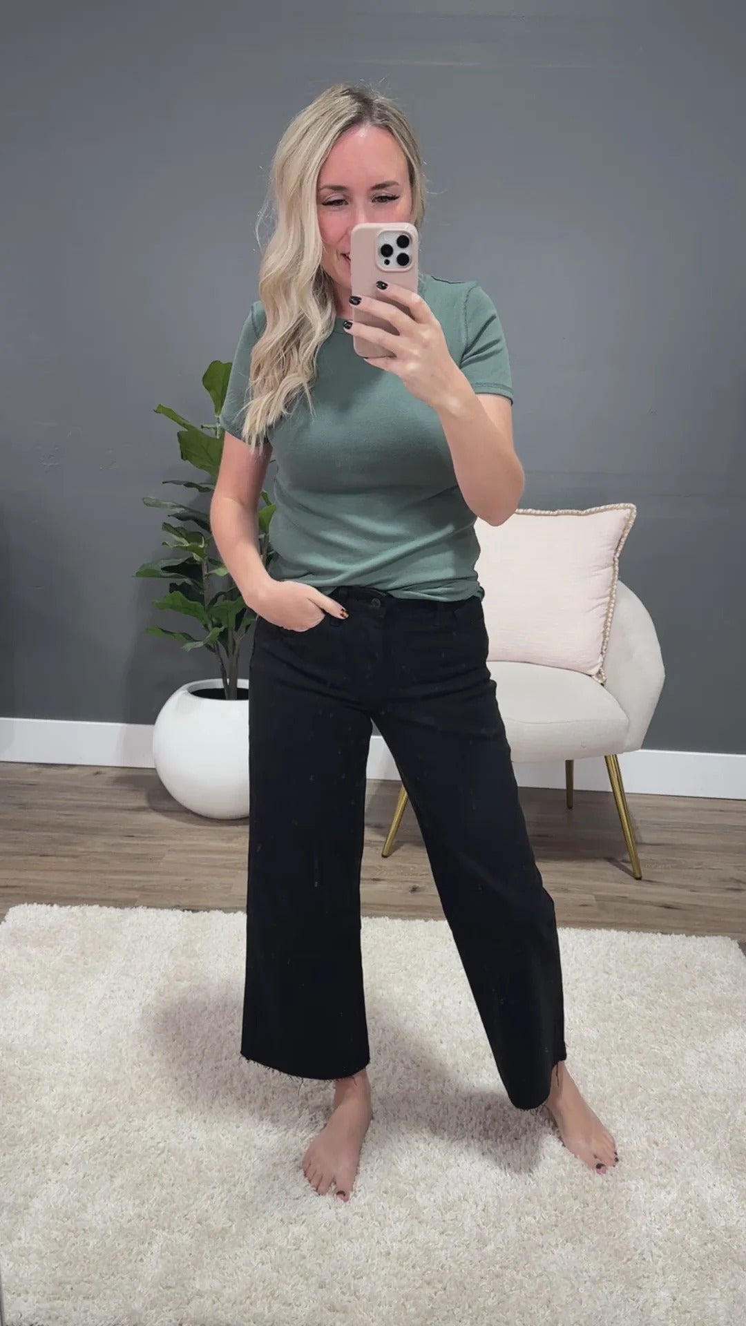 Vervet | Skye Raw-Hem High-Rise Wide Leg