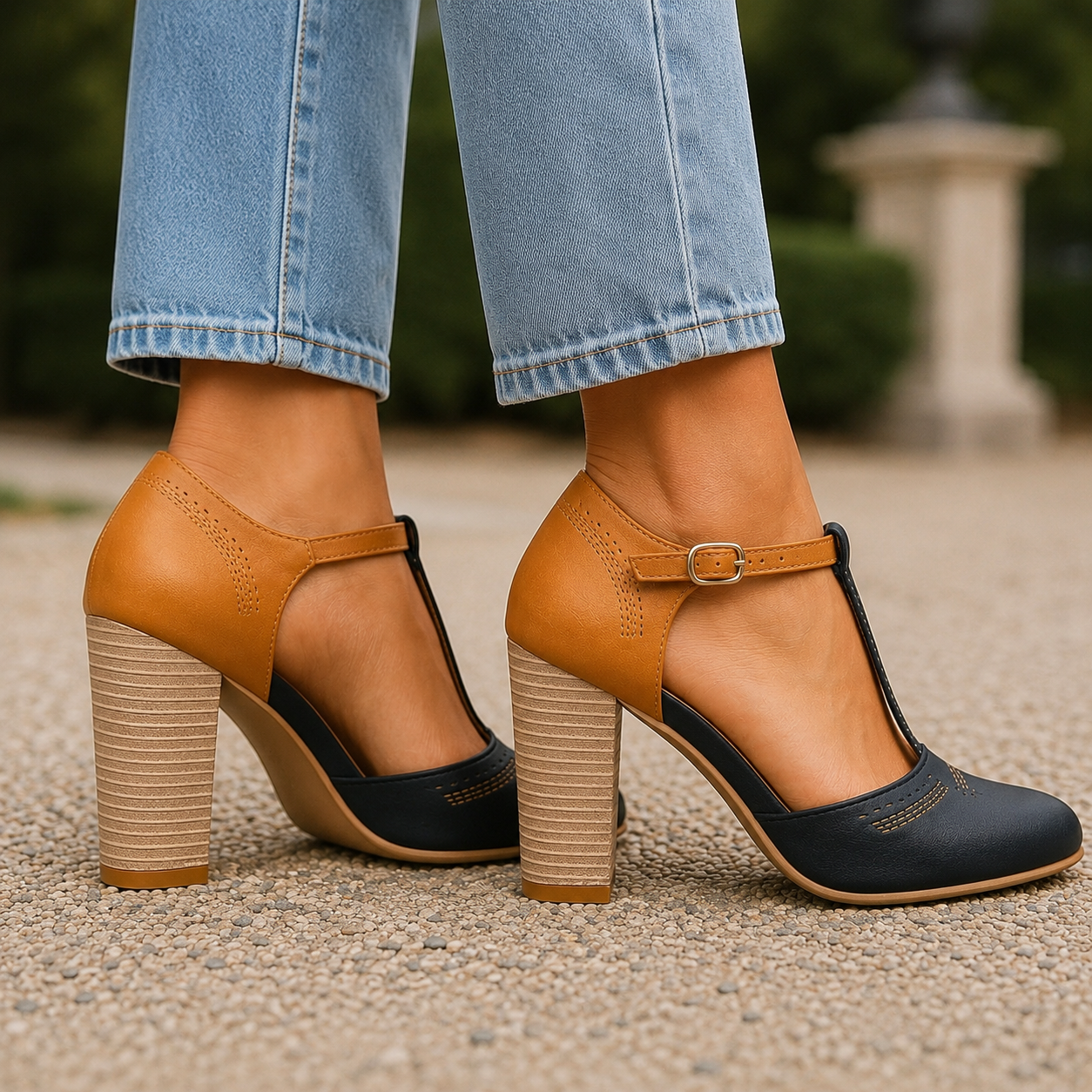 Marivelle | T-Strap Block Heels