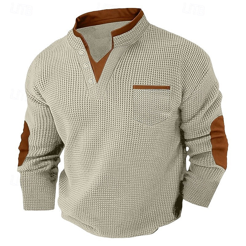Callum | Waffle Knit Henley Shirt