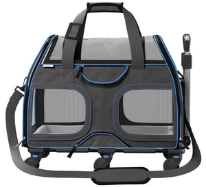 Luxury Rider™ Pet Carrier with Removable Wheels and Telescopic Handle