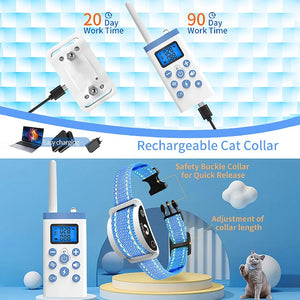 Cat Shock Collar with Remote, Cat Training Collar for Cat Stop Meowing, Cat Meow Collar with 2 Modes Remote Training and Auto Anti-Meow