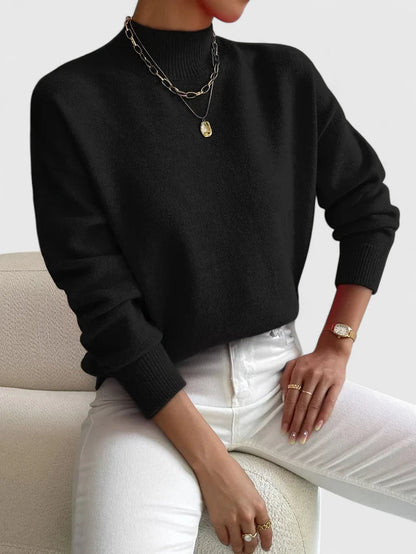 Wren Ribbed Mock-Neck Sweater - Black